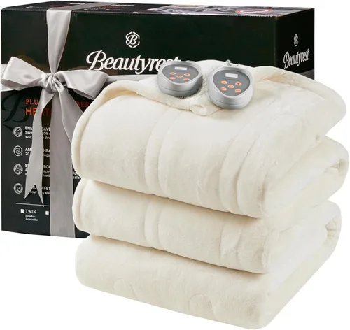 Miniatura 17 de Beautyrest Manta térmica, manta eléctrica, suave, cálida y reversible, manta térmica Sherpa para oficina, sofá, 3 ajustes de calor, apagado