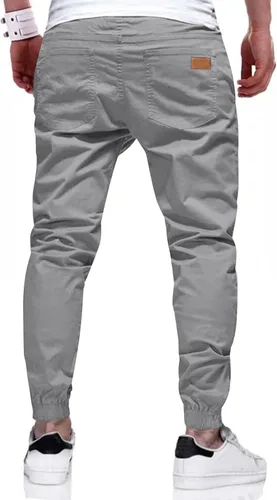 Miniatura 3 de JMIERR Pantalones cargo de sarga para hombre, estilo casual, de algodón, con cordón, clásicos, chinos, elásticos, pantalones de senderismo con 6