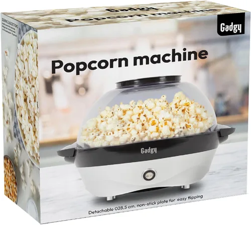 Miniatura 9 de Gadgy Máquina de palomitas de maíz – Máquina eléctrica de 800 W para hacer palomitas de maíz de aceite caliente con placa antiadherente, tapa
