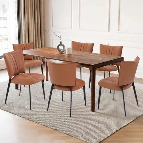 Miniatura 11 de Homcosan Juego de 2 sillas de comedor, modernas sillas de cocina con asiento acolchado tapizado y patas de metal, fácil montaje, sillas de comedor