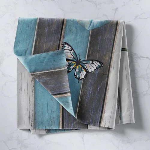 Miniatura 2 de Manfei Tapiz floral verde azulado, manta de pared con flores y mariposas, estilo rústico para colgar en la pared para niños y niñas, decoración