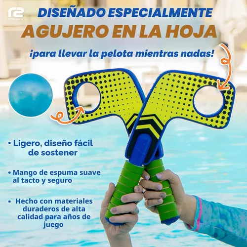 Miniatura 4 de Divertido juego de mini palos de hockey – Juega en la piscina y la playa o en casa – Para niños y adultos de todas las edades – Usa las paletas