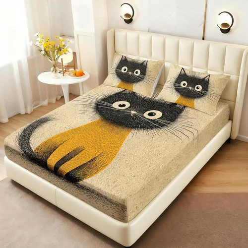 Miniatura 26 de AILONEN Lovely Bear - Juego de sábanas bajeras tamaño Queen, juego de ropa de cama con pajarita de dibujos animados para niños y niñas, sábana