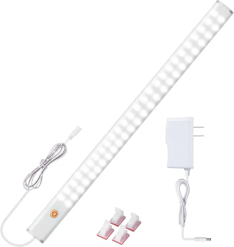 Miniatura 9 de Luz bajo gabinete, luz LED de armario de 12 pulgadas con enchufe y función de memoria, blanco frío 6000K, súper delgada regulable para banco