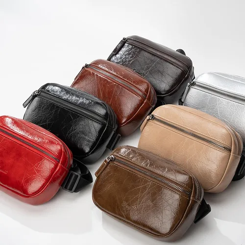 Miniatura 8 de Ausion Riñonera de cuero para hombres y mujeres, cangurera para senderismo, correr, viajes, múltiples bolsillos - Riñonera con cremalleras Marrón