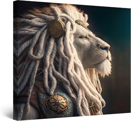 Miniatura 23 de Startonight Lienzo decorativo para pared, diseño de león en colores, listo para colgar, para sala de estar, imagen grande, decoración de pared