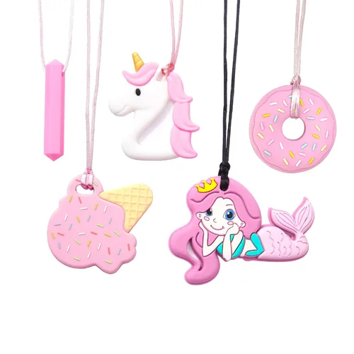 Collares masticables para niños sensoriales, 5 collares masticables a los que les gusta morder o tener autismo, perfectamente texturizados,