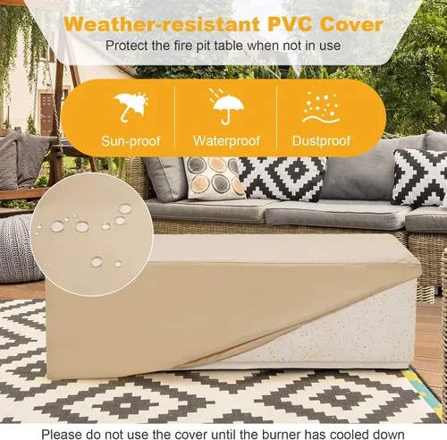 Miniatura 7 de Tangkula Mesa de fuego para exteriores de 50,000 BTU, mesa rectangular de gas propano de terrazo de 42 pulgadas con encendido automático, quemador