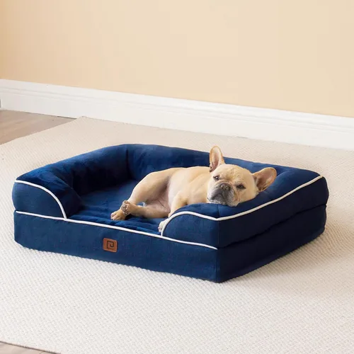 Miniatura 214 de EHEYCIGA – Cama ortopédica impermeable para perros pequeños, de espuma viscoelástica tipo caja de huevos, con bordes elevados y base antideslizante