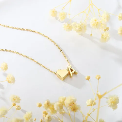 Miniatura 5 de Turandoss Mothers Day Gifts for Mom Wife - Dainty 18K Gold Plated Heart Initial A-Z Pendant Necklace Trendy Jewelry Heart Necklaces Birthday Mothers