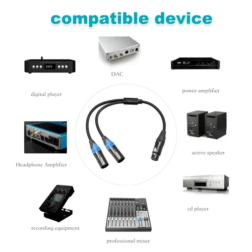 Miniatura 4 de Smithok Cable divisor XLR, hembra a doble macho Y (divisor XLR 1 hembra a 2 macho), adaptador de audio de cable divisor de micrófono equilibrado