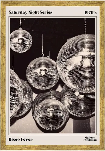 Miniatura 8 de Arte de pared de moda en blanco y negro retro de los años 70, Saturday Night Disco Fever Magazine, póster de revista Funky Feminist Bar Cart