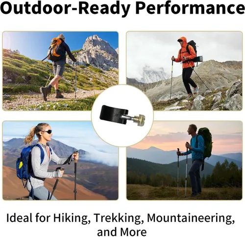 Miniatura 7 de Kit de reemplazo de abrazadera de poste de 3 piezas para bastones de trekking, clips externos de bloqueo abatible con tornillos de tuerca
