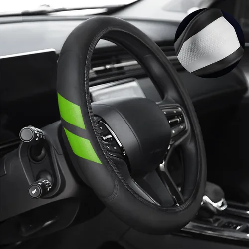 Miniatura 9 de Funda de cuero para volante compatible con Ram 1500 Silverado GMC Sierra 1500 (1500-rojo)