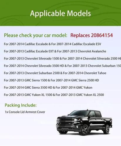 Miniatura 7 de UMISHI Tapa de consola central de repuesto compatible con Chevy, GMC, Cadillac - 2007-2013 - Silverado 1500, Avalanche, Tahoe, Suburban, Sierra Gris