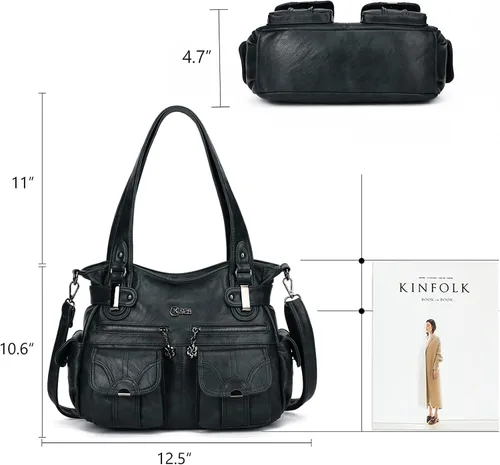Miniatura 2 de KL928 - Bolsas grandes y bolsos de mano para mujeres con múltiples bolsillos, suaves, piel sintética y estilo hobo