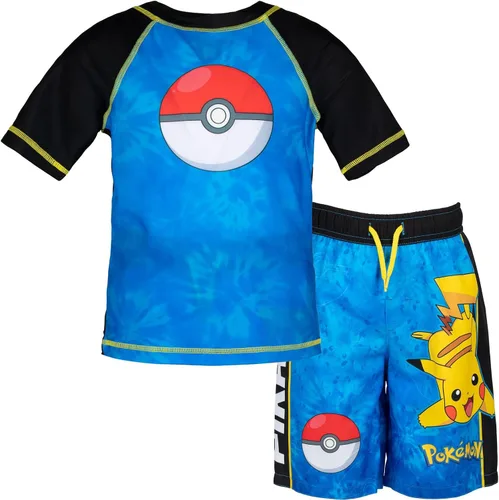 Miniatura 17 de Pokemon Conjunto de traje de baño y camiseta de protección UPF 50+ para niños pequeños a niños grandes (4-14-16)