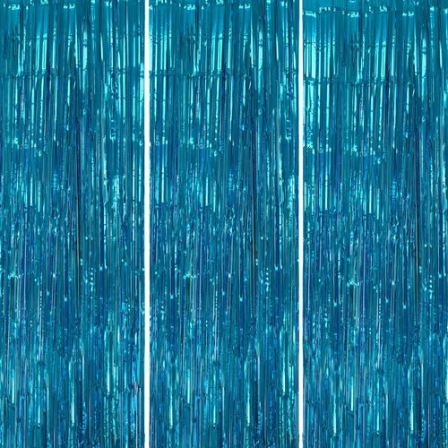 Miniatura 28 de DECOCKRAT Paquete de 3 Telón de Fondo de Flecos de Papel Aluminio - Cortinas de Oropel Negro Brillante para Decoración de Fiestas/Accesorios