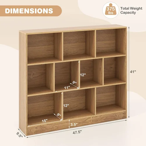 Miniatura 3 de HONEY JOY Organizador de almacenamiento de juguetes para niños, gabinete de almacenamiento de piso de madera de 10 secciones, baúl de juguetes