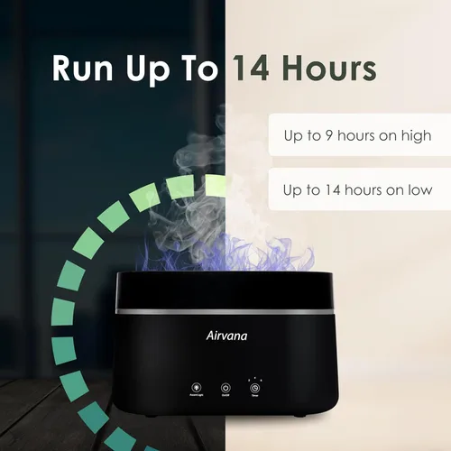 Miniatura 6 de AquaFlame Humidificador ultrasónico (0.75 litros) - Humidificador con tecnología de vibración con difusor de aceite esencial - Diseño de mesa