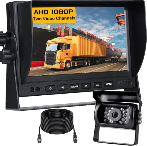 Cámara de respaldo para caravana, HD 1080P cámara trasera con cámara de respaldo con monitor de 7 pulgadas para caravana, camión, remolque,