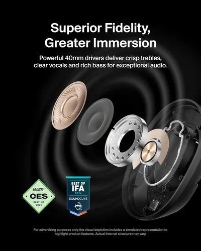 Miniatura 6 de Belkin SoundForm Isolate Bluetooth sobre la oreja - Auriculares híbridos con cancelación de ruido activa - Inalámbricos con 60 horas