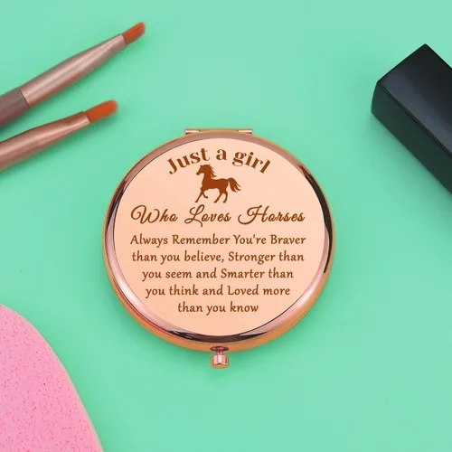 Miniatura 5 de Regalo para amantes de los caballos, regalos para niñas, espejo de maquillaje compacto para hija, sobrina, regalos ecuestres para mujeres, amantes