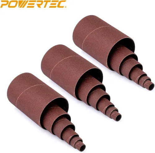 Miniatura 2 de POWERTEC 11240 Mangas de lijado de 4.5 pulgadas para lijadora de husillo en 6 tamaños con granos surtidos 80, 120, 240 Surtido de manguitos