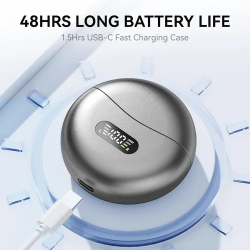 Miniatura 5 de Auriculares con clip abiertos con Bluetooth 5.4, reproducción de 48 horas, IPX6 impermeable, control táctil, cómodos para entrenamientos y uso Blcak