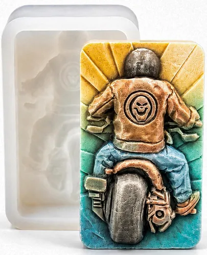 Molde de silicona Biker para fabricación de jabón, fundición de resina, yeso, yeso, vela y otras manualidades.