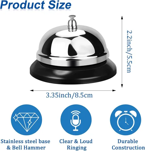 Miniatura 4 de Yexiya 48 paquetes de campanas de llamada de 3.35 pulgadas de diámetro con campana de servicio de construcción antioxidante de metal para hoteles