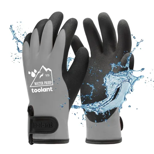 Miniatura 36 de Guantes impermeables para hombres y mujeres, guantes para congelador con agarre, doble recubrimiento de nitrilo para repelente extremo al aceite