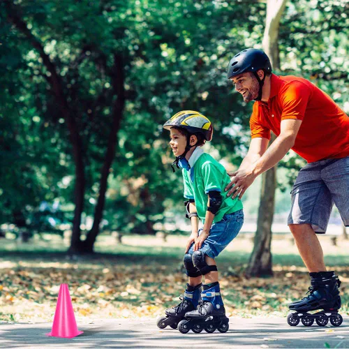 Miniatura 5 de Alyoen Conos de tráfico de 9 pulgadas, conos deportivos de plástico, conos de entrenamiento de fútbol rosa para actividades al aire libre y eventos