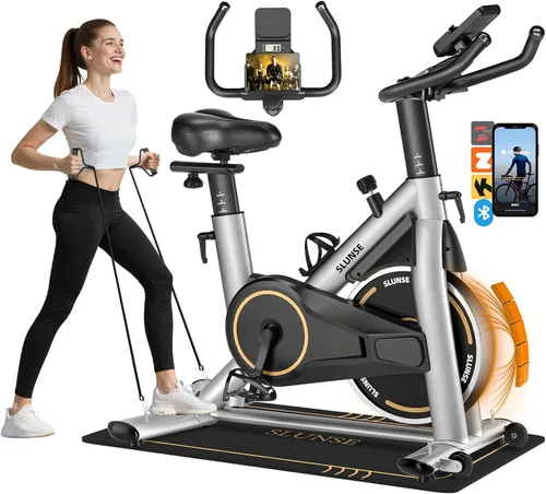 Miniatura 10 de Exercise Bike, Magnetic Resistance Stationary Bikes for Home with App Compatible, Silent Indoor Cycling Bike with 350lbs Weight Capacity Comfortable