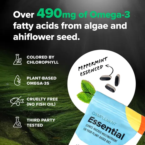 Miniatura 4 de Complement Multivitamínico vegano esencial para mujeres y hombres - Suplemento de apoyo inmunológico con Omega-3 DHA y EPA, B12, vitamina D3 y K2