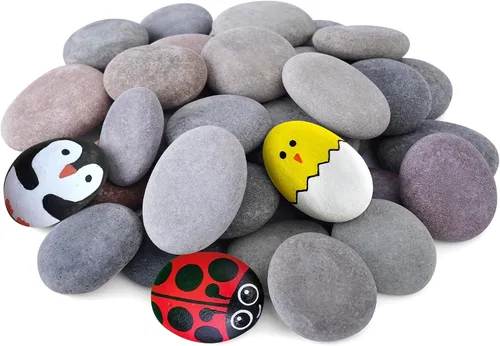 ROCART 12 rocas grandes para pintar, rocas planas de 1.5 a 2.0 pulgadas para artes y manualidades, rocas de río lisas naturales para pintura, rocas