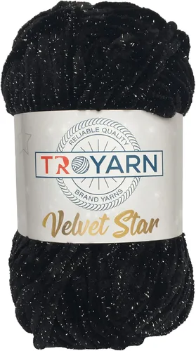 Miniatura 29 de Troyarn Velvet Star, Hilo de Chenilla con Destello Plateado para Manta de Bebé Amigurumi para Crochet y Tejido Super Grueso 100 gr (120 yardas)
