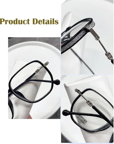Miniatura 3 de Lentes de lectura portátiles a la moda para mujer, anti luz azul, cuadrados, con bloqueo de luz azul, portátiles ultraligeros (negro, 0)