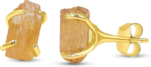 Miniatura 34 de Aretes de piedra preciosa natural en bruto con oro amarillo sobre plata de ley 925, 6 a 0.276 in, regalo de piedra de nacimiento de calidad genuina