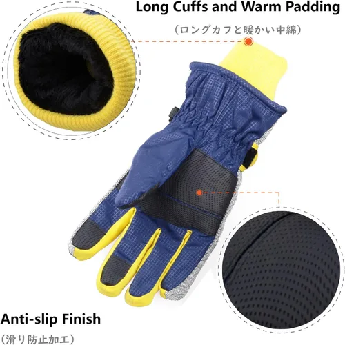 Miniatura 4 de JEELAD Guantes de esquí para niños y niñas, guantes de nieve de invierno, resistentes al viento, guantes de ciclismo para niños y niñas, clima frío