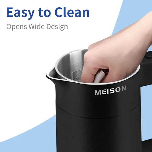 Miniatura 4 de 0.6L Hervidor Eléctrico Pequeño de Acero Inoxidable, Calentador de Agua Caliente Portátil de Pared Doble, Tetera de Té Mini de Tacto Frío, Apagado