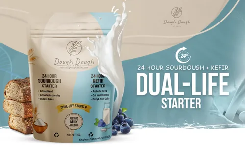Miniatura 3 de Cultivo básico de masa madre y kéfir: todo en uno - Fermentación rápida de 24 horas de vida dual - Hace pan y leche probiótica - Cultivos vivos
