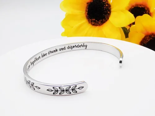 Miniatura 175 de Pulseras inspiradoras para mujer, joyería de acero inoxidable, con refranes, pulsera motivacional con mensaje oculto, pulseras grabadas para mejor