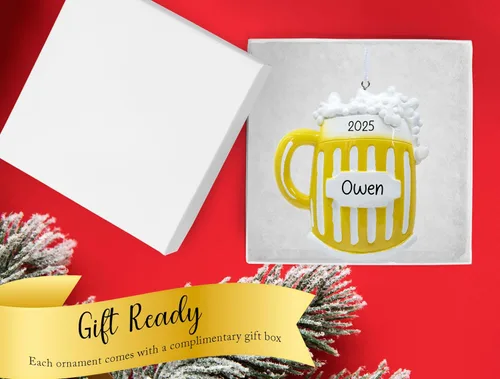 Miniatura 3 de Adorno de Navidad personalizado de cerveza 2026 – Personalización gratuita Taza personalizada de cerveza artesanal, taza Pilsner para árbol