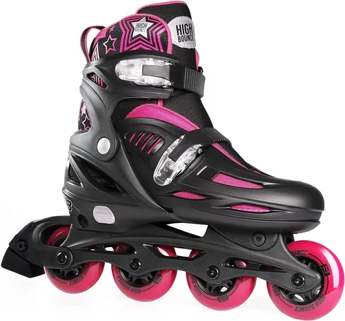 Inline Skates for Girls and Boys, with Knee Pads, Elbow Pads and Wrist Guards, Gel Wheels, Adjustable Sizing, for Men, Women, Girls, Boys, High