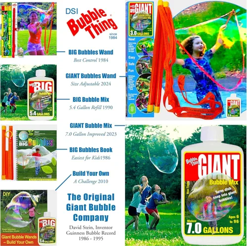 Miniatura 5 de BUBBLETHING - Varita y libro de burbujas grandes, sopla burbujas a 20 pies de largo, este es el libro que construyó el deporte de burbujas gigantes
