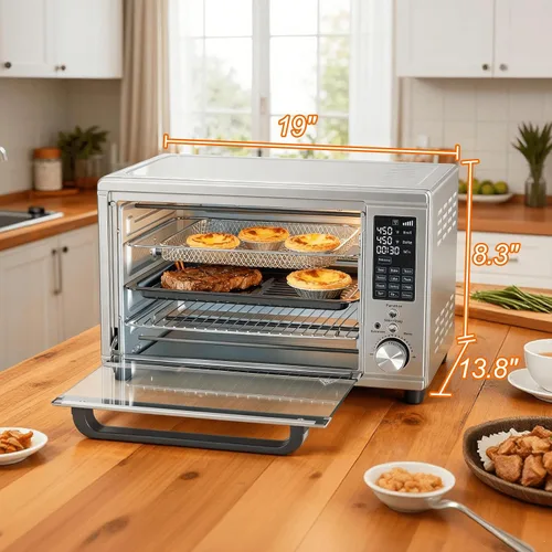 Miniatura 2 de OLIXIS Horno tostador, 29.6 cuartos de galón, freidora de aire y horno tostador, 12 en 1 con sonda inteligente, asar, hornear, tostar y ajustes