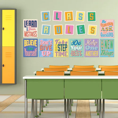 Miniatura 3 de Sweetzer & Orange Juego de 8 pósteres de reglas educativas con letras de reglas de clase, gráficos motivacionales para profesores y estudiantes