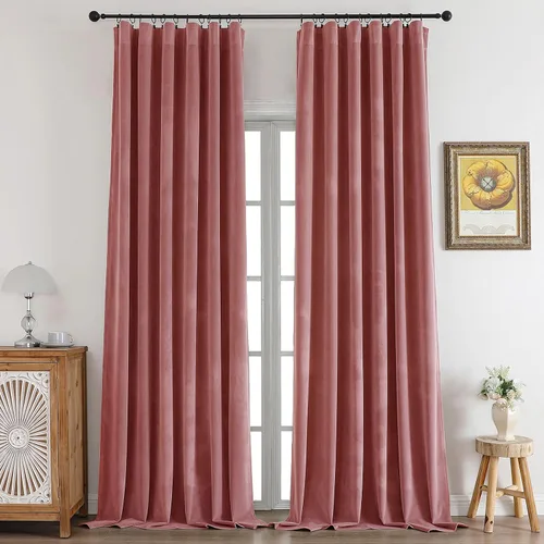Miniatura 19 de CUCRAF Cortinas opacas de terciopelo negro de 63 pulgadas de largo, con aislamiento térmico, reducción de ruido, bolsillo para barra, cortinas