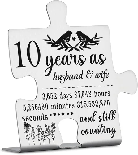 Miniatura 18 de Placa de aniversario de 1 año para marido y esposa, regalo de primer matrimonio para pareja, decoración de adorno de acero inoxidable, pieza